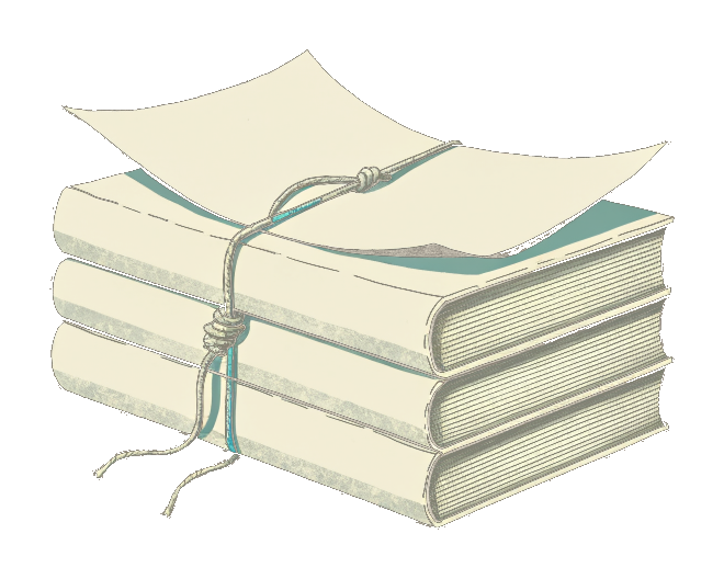 A stack of paper account ledgers tied with string